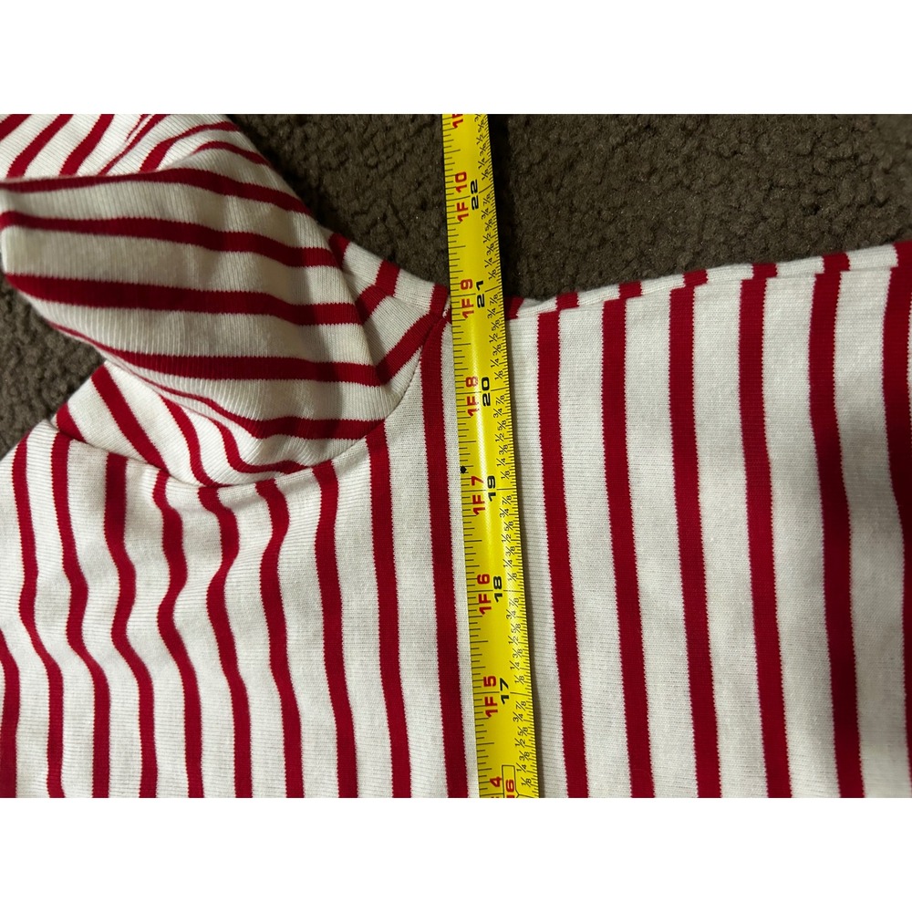 Pomander Place Womens Red Cream Striped Long Sleeve Crew Neck Top XS Y19661T - Picture 7 of 8